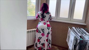 A stepmom with big tits allowed her stepson to gently insert a dick into her big ass