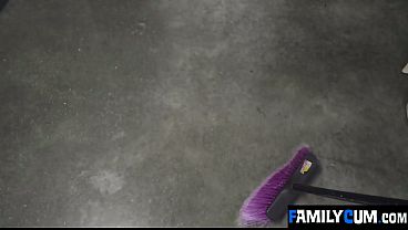 Stepson Cleans the House to See His Stepmom Strip and Gets a Blowjob for His Efforts
