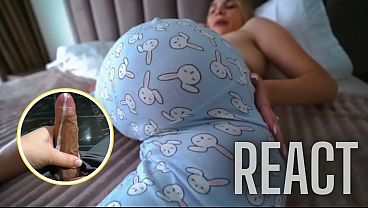 React: Stepmom seduces stepson by watching porn in morning with door open